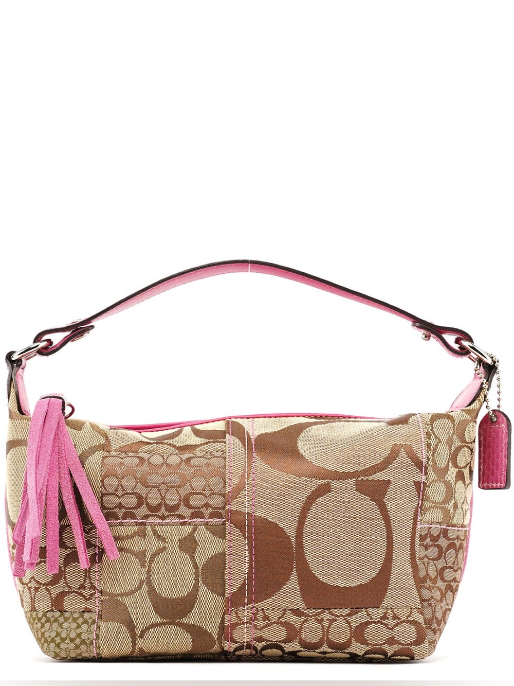 Vintage Coach Y2K Soho Patchwork Signature Canvas Hobo Bag - Pink & Brown